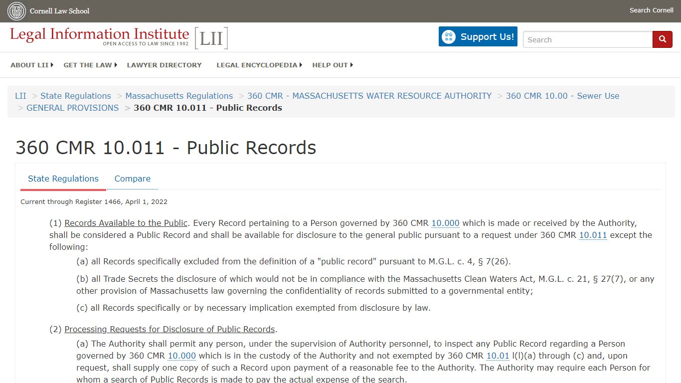 360 CMR 10.011 - Public Records | State Regulations | US Law | LII ...
